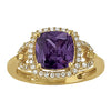 Princess Cut Halo Color Ring in Gold