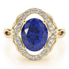 Oval Filigree Halo Color Ring in Gold