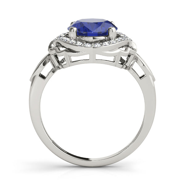 Oval Filigree Halo Color Ring in Gold