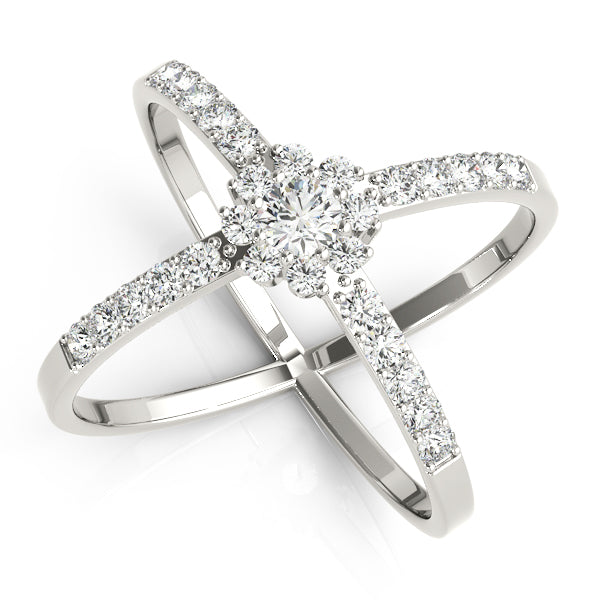 Double Row Prong Halo Fashion Ring in Gold