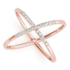 X-Shaped Shared Prong Fashion Rings in Gold