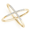 X-Shaped Shared Prong Fashion Rings in Gold