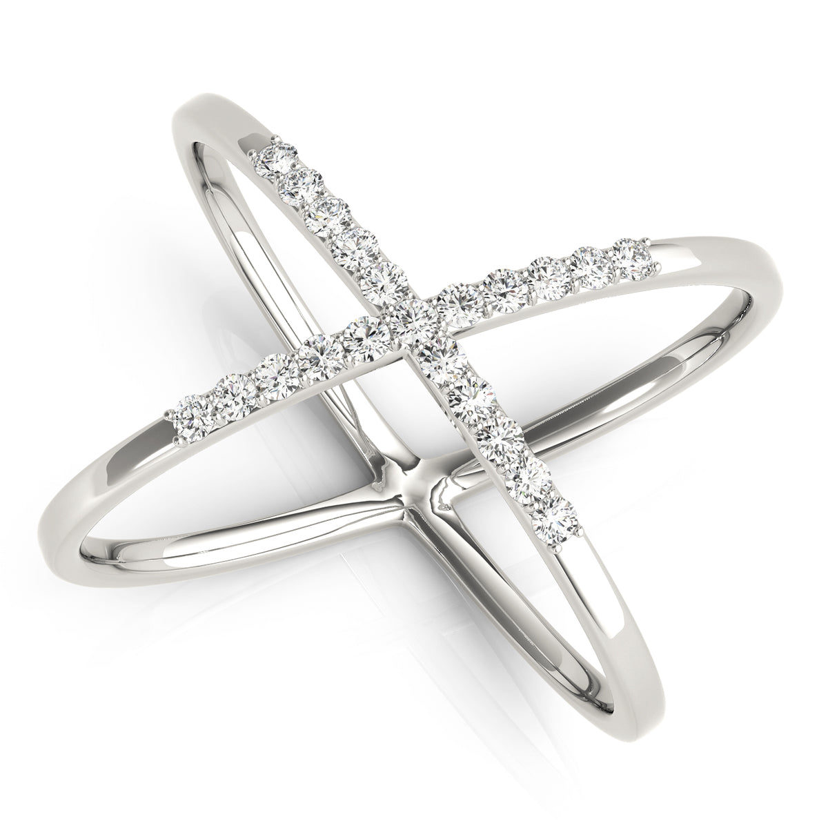 X-Shaped Shared Prong Fashion Rings in Gold
