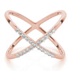 X-Shaped Shared Prong Fashion Rings in Gold