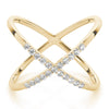 X-Shaped Shared Prong Fashion Rings in Gold