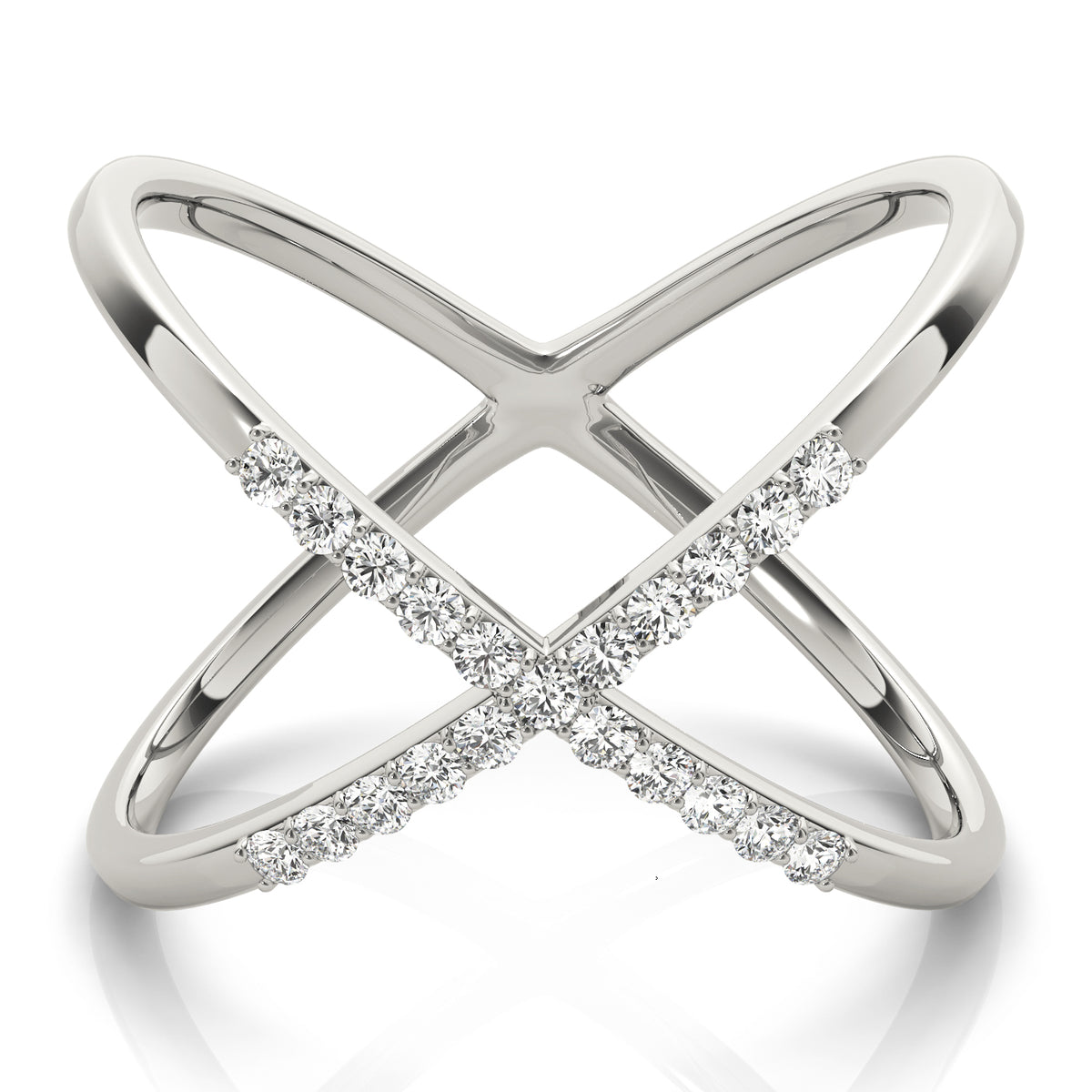 X-Shaped Shared Prong Fashion Rings in Gold