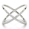 X-Shaped Shared Prong Fashion Rings in Gold