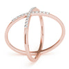 X-Shaped Shared Prong Fashion Rings in Gold