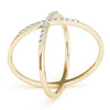 X-Shaped Shared Prong Fashion Rings in Gold