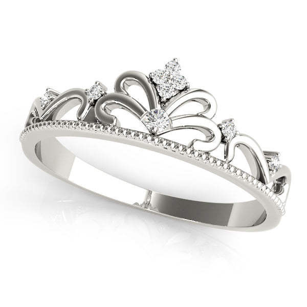 Filigree Crown Shape Milgrain Fashion Rings in Gold