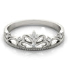 Filigree Crown Shape Milgrain Fashion Rings in Gold