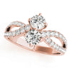 2-Stone Twisted Shank Fashion Ring in Gold