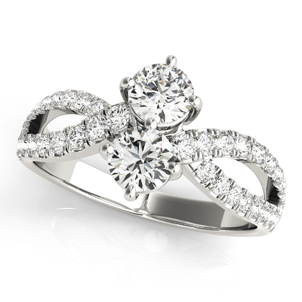2-Stone Twisted Shank Fashion Ring in Gold