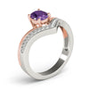 V-Shaped Prong In Channel Oval Color Ring in Gold