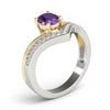 V-Shaped Prong In Channel Oval Color Ring in Gold
