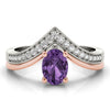 V-Shaped Prong In Channel Oval Color Ring in Gold