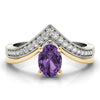 V-Shaped Prong In Channel Oval Color Ring in Gold