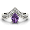 V-Shaped Prong In Channel Oval Color Ring in Gold