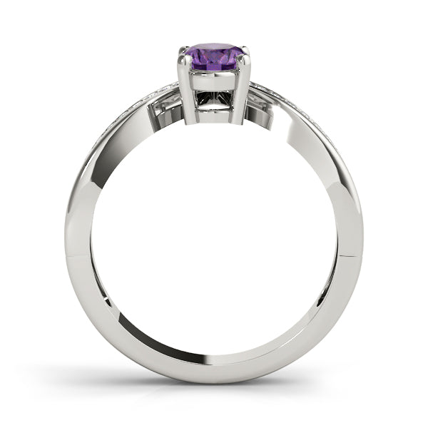 V-Shaped Prong In Channel Oval Color Ring in Gold