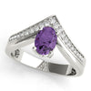 V-Shaped Prong In Channel Oval Color Ring in Gold