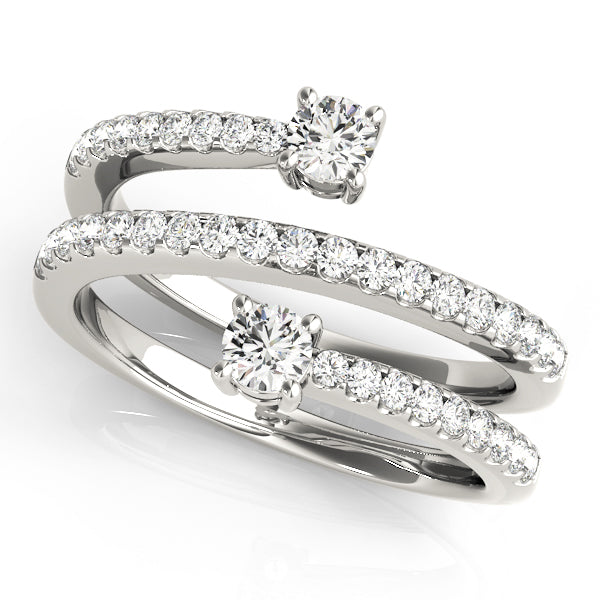 2-Stone Multirow Spiral Fashion Rings in Gold