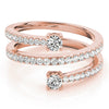 2-Stone Multirow Spiral Fashion Rings in Gold