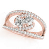 2-Stone Split Halo Fashion Ring in Gold