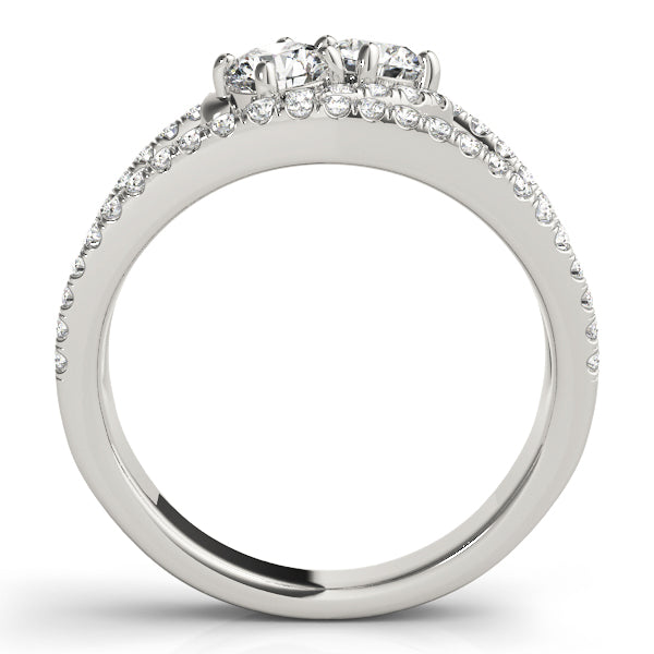 2-Stone Split Halo Fashion Ring in Gold