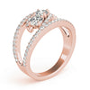 2-Stone Split Halo Fashion Ring in Gold