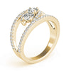 2-Stone Split Halo Fashion Ring in Gold