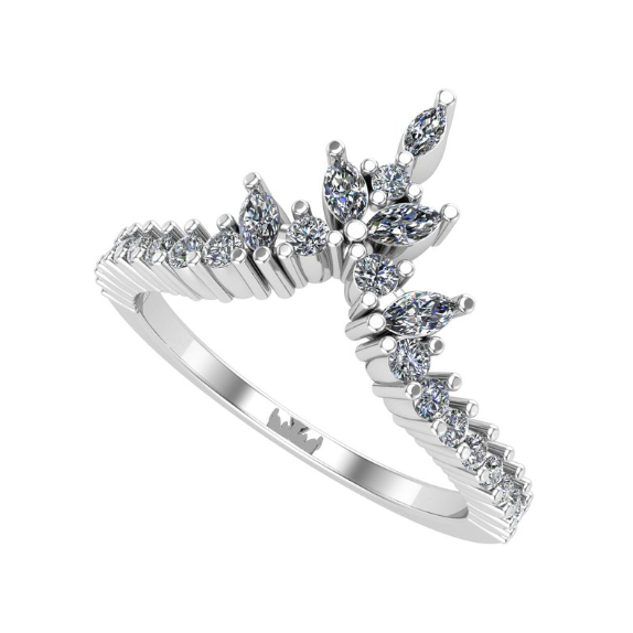 Diamond Designs White 18 Karat Gold Curved Tiara Wedding Band Size 6.5 0.36ctw - view 2
