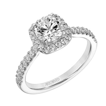 ArtCarved White 14 Karat Gold Diamond Engagement Ring Mounting Size 6.5 *