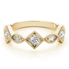 Vintage Alternating Marquise & Square Milgrain Fashion Ring in Gold