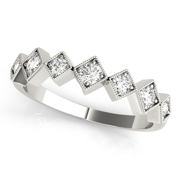Square Shaped Milgrain Stackable Ring in Gold