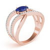 Double Row Split Shank Oval Fashion Rings in Gold