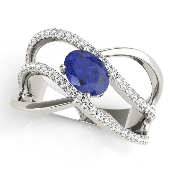 Double Row Split Shank Oval Fashion Rings in Gold
