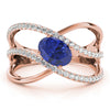 Double Row Split Shank Oval Fashion Rings in Gold