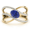 Double Row Split Shank Oval Fashion Rings in Gold
