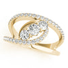 Bypass 3-Stone Split Shank Fashion Rings in Gold