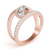 Bypass 3-Stone Split Shank Fashion Rings in Gold