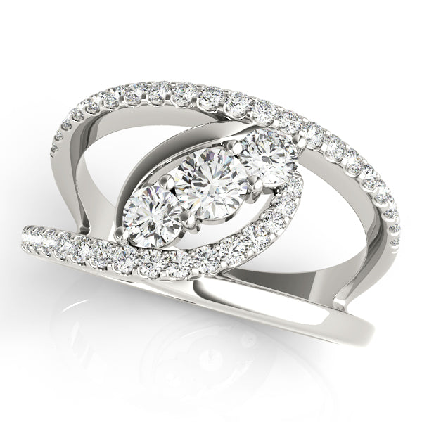 Bypass 3-Stone Split Shank Fashion Rings in Gold