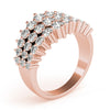 Multirow Prong Set Fashion Ring in Gold