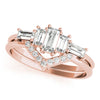 V-Shaped Round & Baguette Fashion Rings in Gold