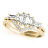 V-Shaped Round & Baguette Fashion Rings in Gold