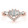 V-Shaped Round & Baguette Fashion Rings in Gold