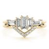 V-Shaped Round & Baguette Fashion Rings in Gold