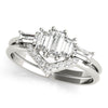 V-Shaped Round & Baguette Fashion Rings in Gold