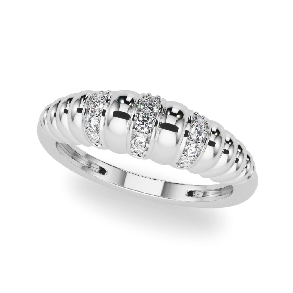 Accented Grooved Dome Fashion Ring in Gold