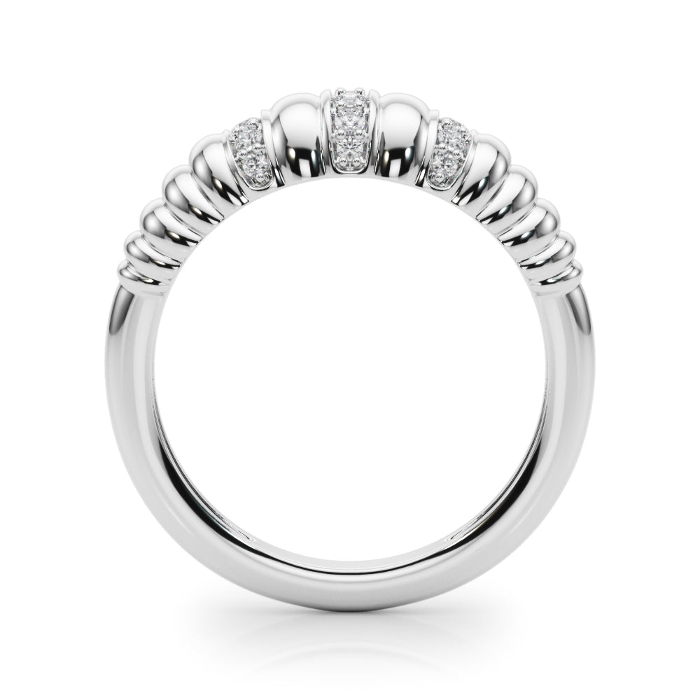 Accented Grooved Dome Fashion Ring in Gold