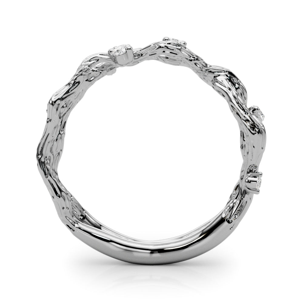 Accented Textured Vine Ring in Gold